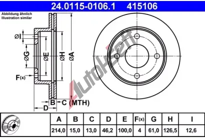 ATE Brzdov kotou - 214 mm AT 415106, 24.0115-0106.1