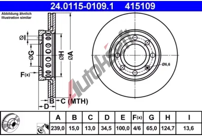 ATE Brzdov kotou - 239 mm AT 415109, 24.0115-0109.1