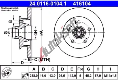 ATE Brzdov kotou - 258 mm AT 416104, 24.0116-0104.1