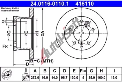 ATE Brzdov kotou - 272 mm AT 416110, 24.0116-0110.1