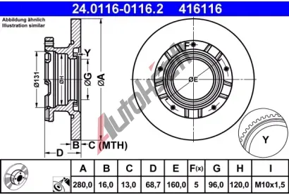 ATE Brzdov kotou - 280 mm AT 416116, 24.0116-0116.2