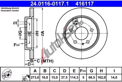 ATE Brzdov kotou - 273 mm AT 416117, 24.0116-0117.1