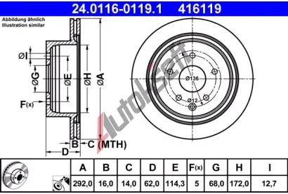 ATE Brzdov kotou - 292 mm AT 416119, 24.0116-0119.1