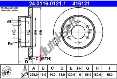 ATE Brzdov kotou - 298 mm AT 416121, 24.0116-0121.1