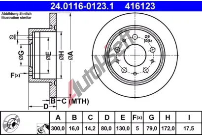 ATE Brzdov kotou - 300 mm AT 416123, 24.0116-0123.1