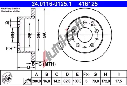 ATE Brzdov kotou - 280 mm AT 416125, 24.0116-0125.1