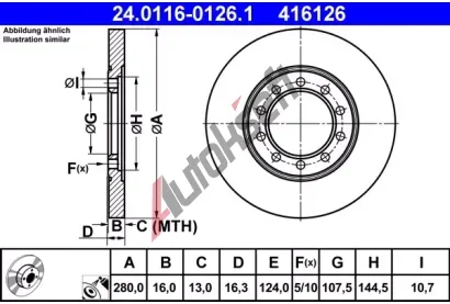 ATE Brzdov kotou - 280 mm AT 416126, 24.0116-0126.1