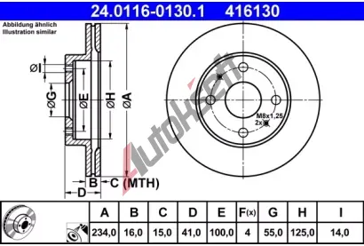 ATE Brzdov kotou - 234 mm AT 416130, 24.0116-0130.1