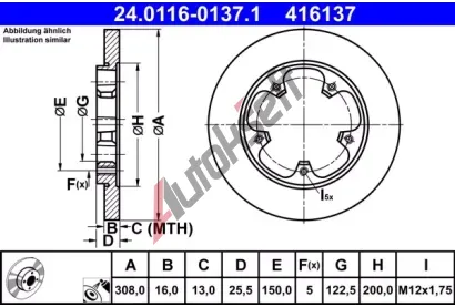 ATE Brzdov kotou - 308 mm AT 416137, 24.0116-0137.1