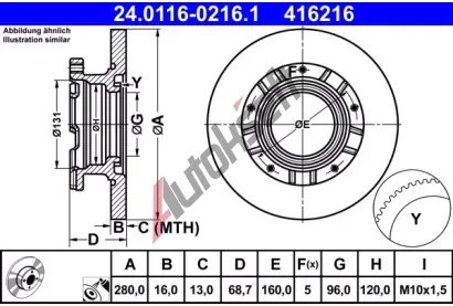 ATE Brzdov kotou - 280 mm AT 416216, 24.0116-0216.1