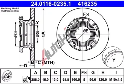 ATE Brzdov kotou - 288 mm AT 416235, 24.0116-0235.1