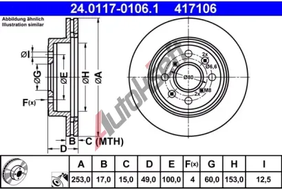 ATE Brzdov kotou - 253 mm AT 417106, 24.0117-0106.1