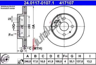 ATE Brzdov kotou - 246 mm AT 417107, 24.0117-0107.1