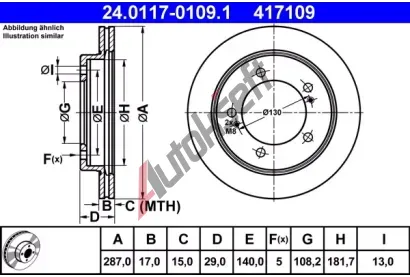 ATE Brzdov kotou - 287 mm AT 417109, 24.0117-0109.1