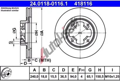 ATE Brzdový kotouč - 240 mm AT 418116, 24.0118-0116.1 ATE Brzdový kotouč - 240 mm AT 418116, 24.0118-0116.1