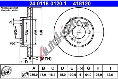 ATE Brzdov kotou - 236 mm AT 418120, 24.0118-0120.1