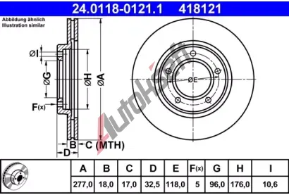 ATE Brzdov kotou - 277 mm AT 418121, 24.0118-0121.1