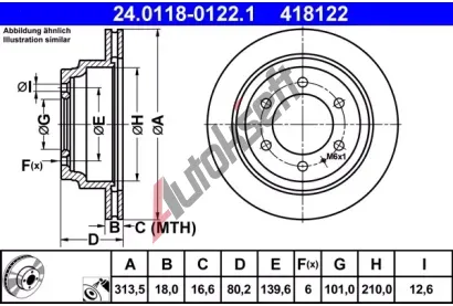 ATE Brzdov kotou - 314 mm AT 418122, 24.0118-0122.1