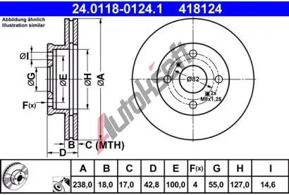 ATE Brzdov kotou - 238 mm AT 418124, 24.0118-0124.1