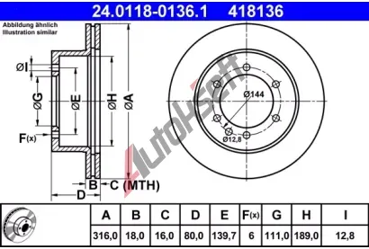 ATE Brzdov kotou - 316 mm AT 418136, 24.0118-0136.1