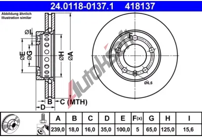 ATE Brzdov kotou - 239 mm AT 418137, 24.0118-0137.1