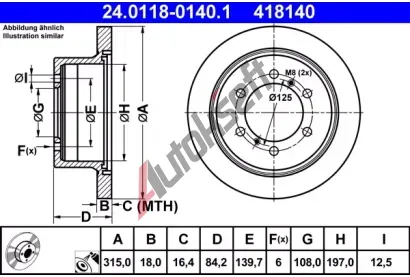 ATE Brzdov kotou - 315 mm AT 418140, 24.0118-0140.1