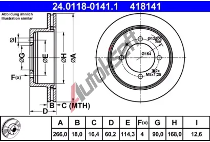 ATE Brzdov kotou - 266 mm AT 418141, 24.0118-0141.1