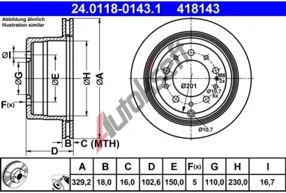 ATE Brzdov kotou - 329 mm AT 418143, 24.0118-0143.1