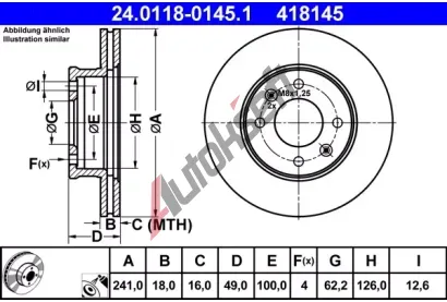 ATE Brzdov kotou - 241 mm AT 418145, 24.0118-0145.1