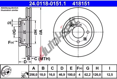 ATE Brzdov kotou - 256 mm AT 418151, 24.0118-0151.1