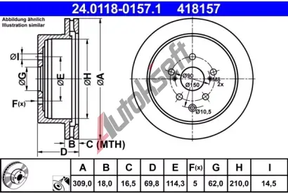 ATE Brzdov kotou - 309 mm AT 418157, 24.0118-0157.1