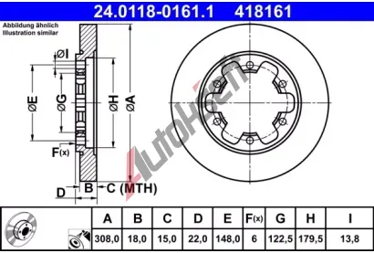 ATE Brzdov kotou - 308 mm AT 418161, 24.0118-0161.1