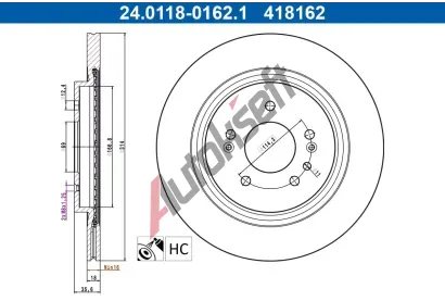 ATE Brzdov kotou - 314 mm AT 418162, 24.0118-0162.1