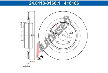 ATE Brzdov kotou - 317 mm AT 418166, 24.0118-0166.1