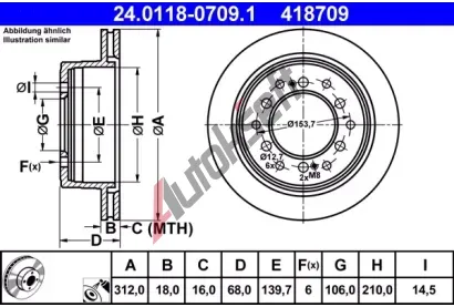 ATE Brzdov kotou - 312 mm AT 418709, 24.0118-0709.1