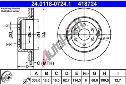ATE Brzdov kotou - 308 mm AT 418724, 24.0118-0724.1