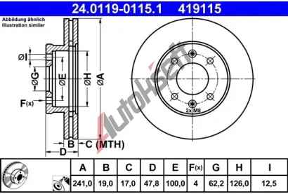 ATE Brzdov kotou - 241 mm AT 419115, 24.0119-0115.1