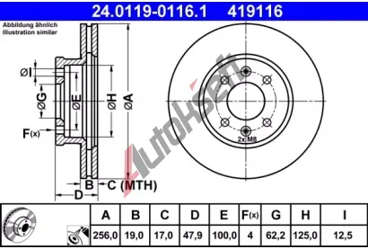 ATE Brzdov kotou - 256 mm AT 419116, 24.0119-0116.1