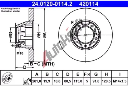 ATE Brzdov kotou - 281 mm AT 420114, 24.0120-0114.2