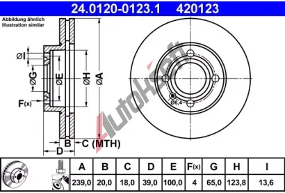 ATE Brzdov kotou - 239 mm AT 420123, 24.0120-0123.1