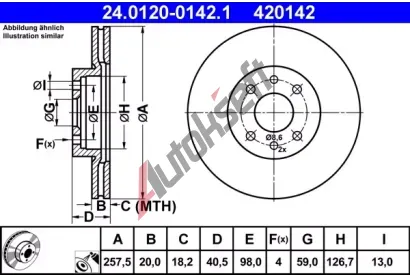 ATE Brzdov kotou - 258 mm AT 420142, 24.0120-0142.1