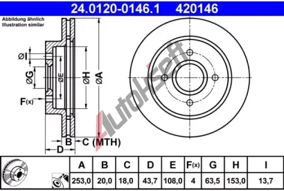 ATE Brzdov kotou - 253 mm AT 420146, 24.0120-0146.1