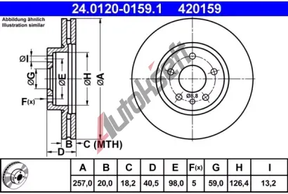 ATE Brzdov kotou - 257 mm AT 420159, 24.0120-0159.1