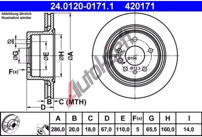 ATE Brzdov kotou - 286 mm AT 420171, 24.0120-0171.1