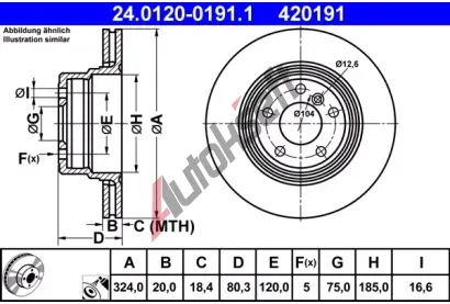 ATE Brzdov kotou - 324 mm AT 420191, 24.0120-0191.1