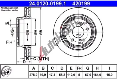 ATE Brzdov kotou - 278 mm AT 420199, 24.0120-0199.1