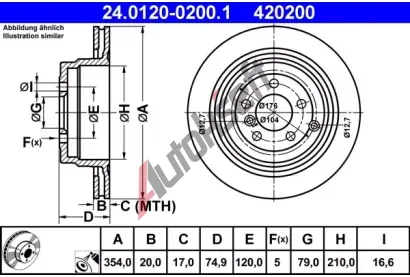 ATE Brzdov kotou - 354 mm AT 420200, 24.0120-0200.1