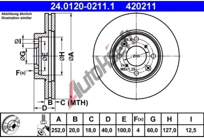 ATE Brzdov kotou - 252 mm AT 420211, 24.0120-0211.1