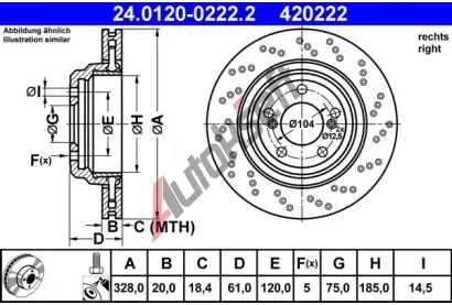 ATE Brzdov kotou - 328 mm AT 420222, 24.0120-0222.2