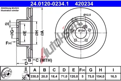 ATE Brzdov kotou - 330 mm AT 420234, 24.0120-0234.1